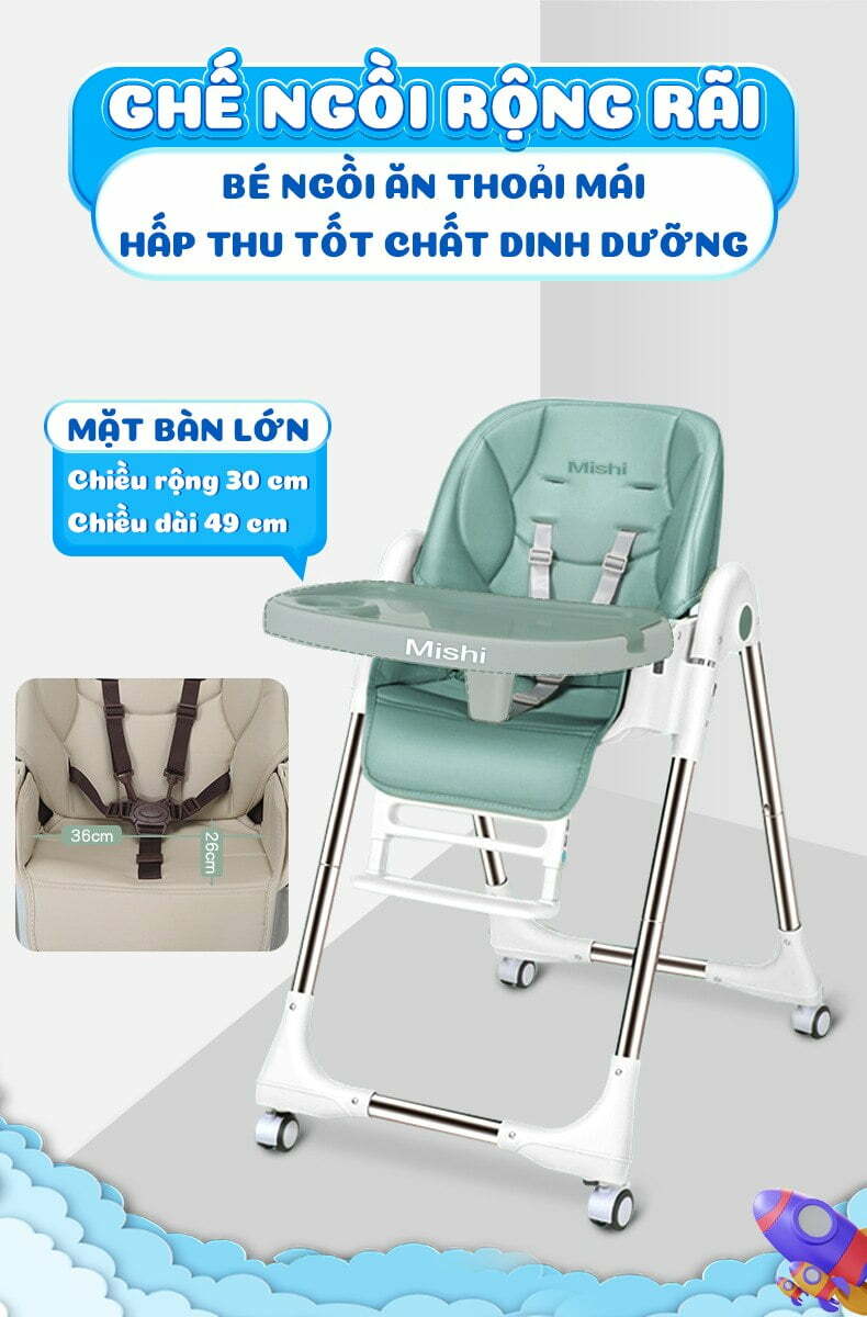 Ghế Ăn Dặm Cho Bé MiShi Chair V - Pink 13 Ghế Ăn Dặm Cho Bé Mishi Chair V Pink