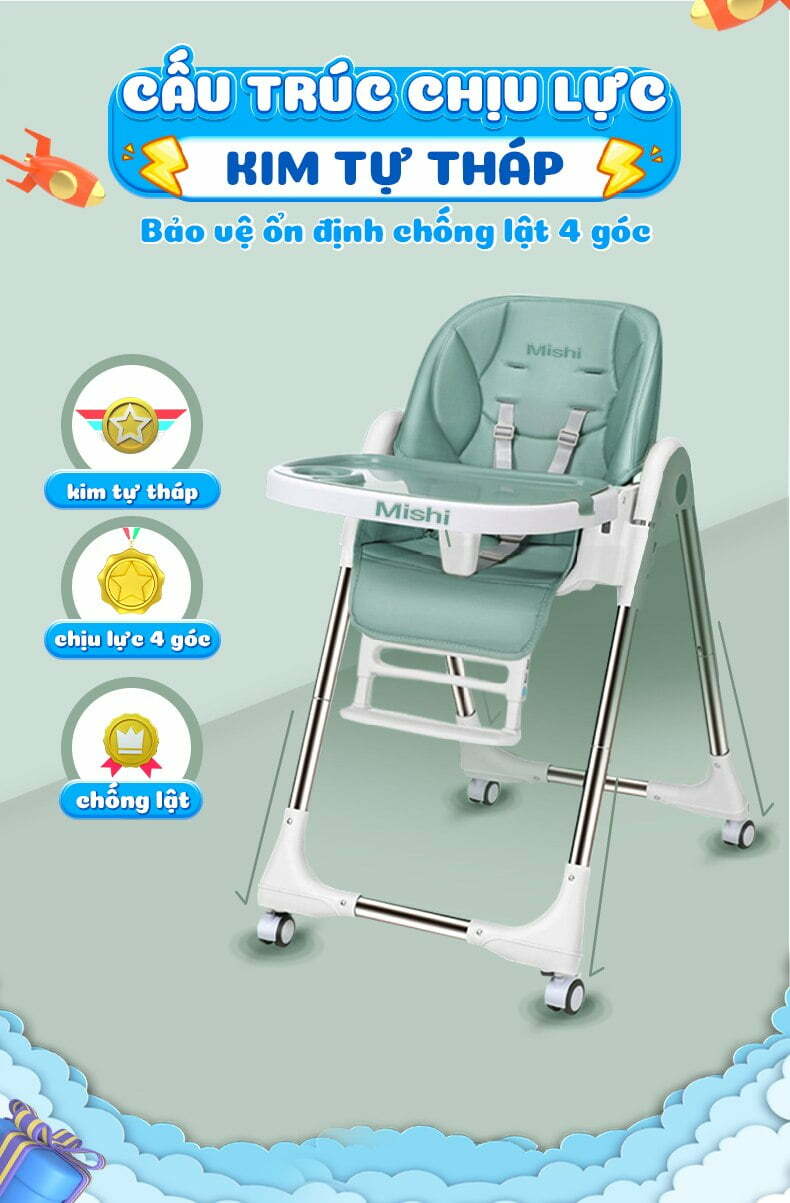Ghế Ăn Dặm Cho Bé MiShi Chair V - Pink 15 Ghế Ăn Dặm Cho Bé Mishi Chair V Pink