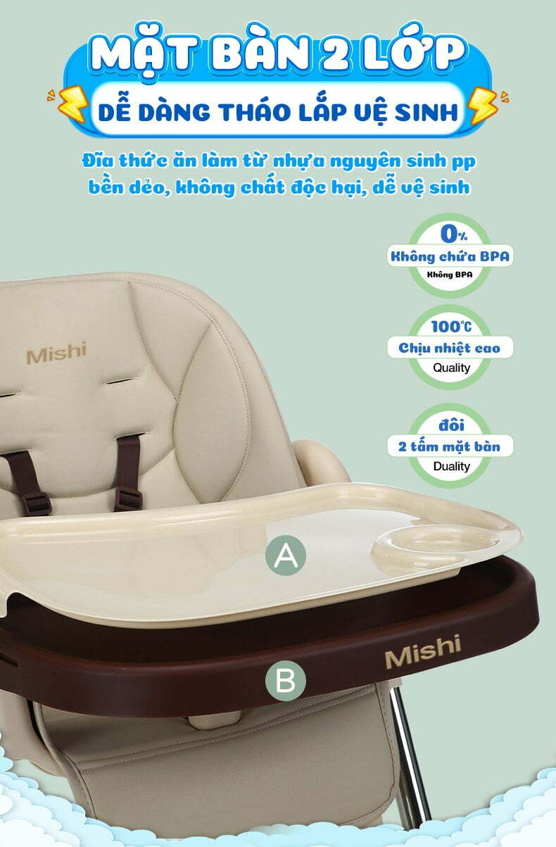 Ghế Ăn Dặm Cho Bé MiShi Chair V - Pink 20 Ghế Ăn Dặm Cho Bé Mishi Chair V Pink