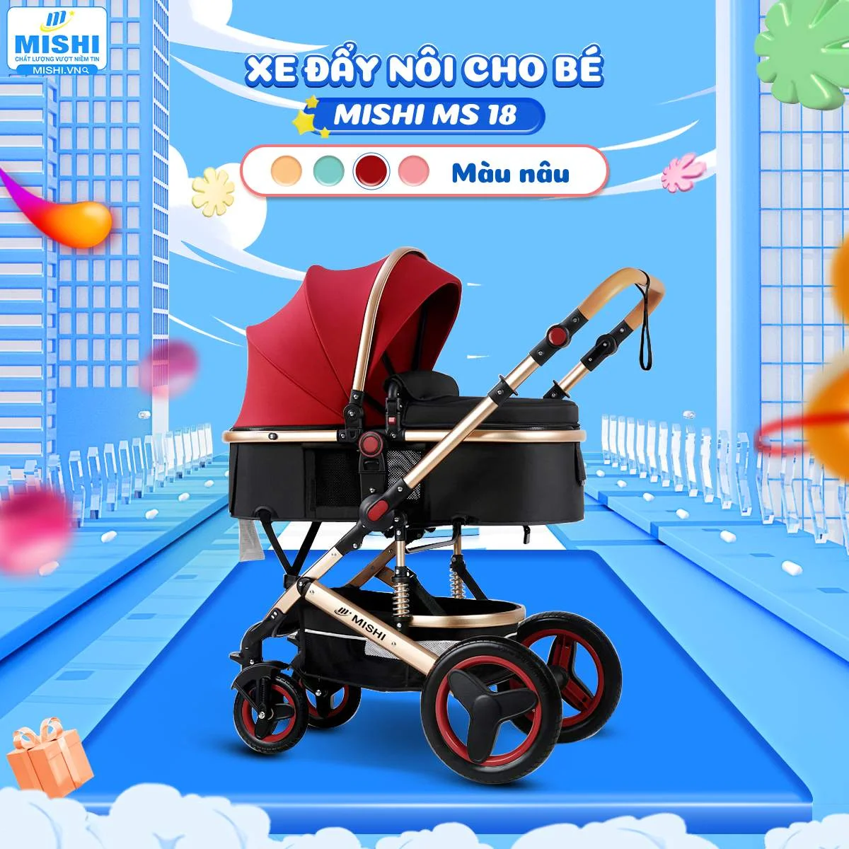 Xe Đẩy Cho Bé MiSi Cart G Red