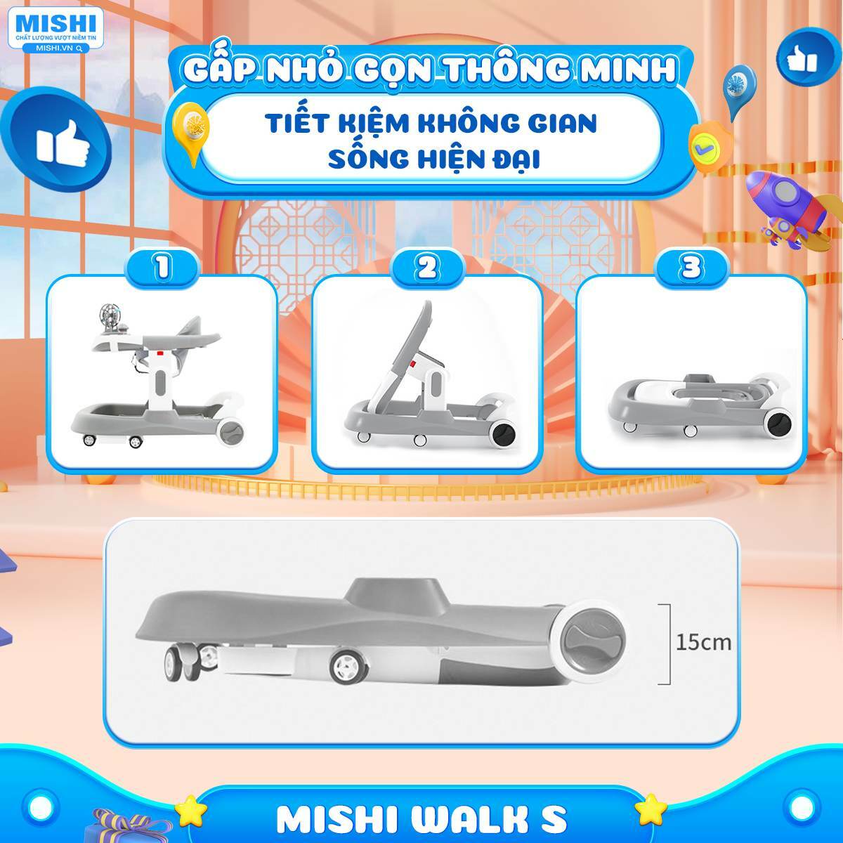 Xe Tập Đi Cho Bé MiShi Walk S Green 18 xe tap di cho be 6