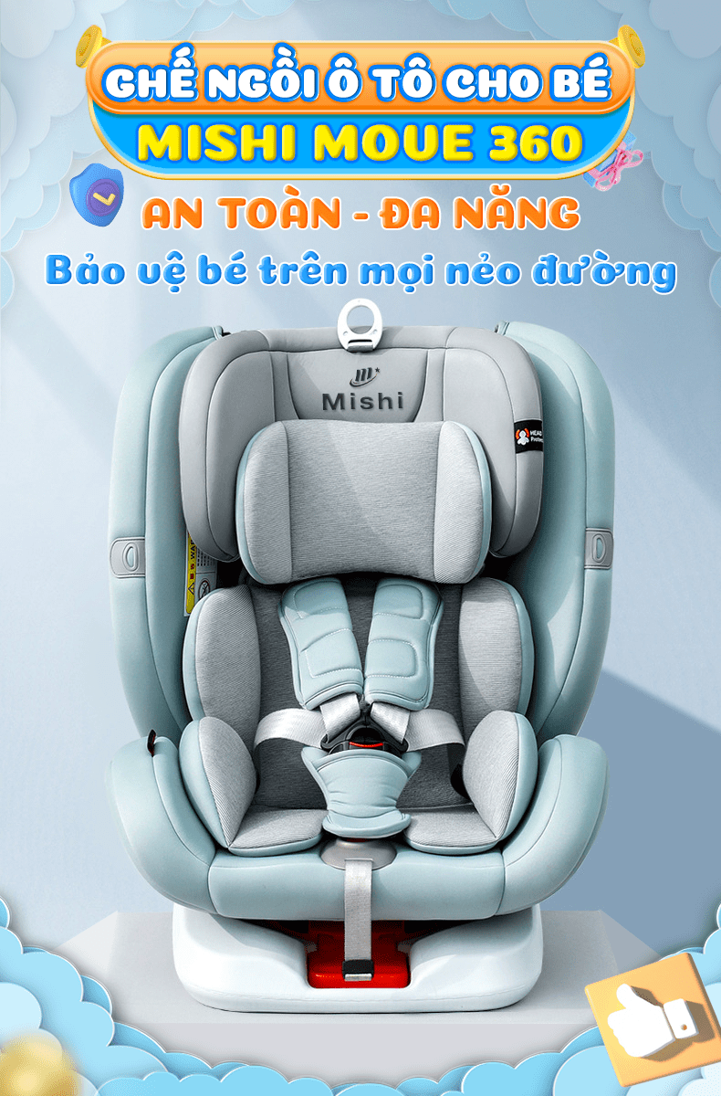 Ghê Ngồi Ô Tô Cho Bé MiShi Move 360 - Brown 10 1