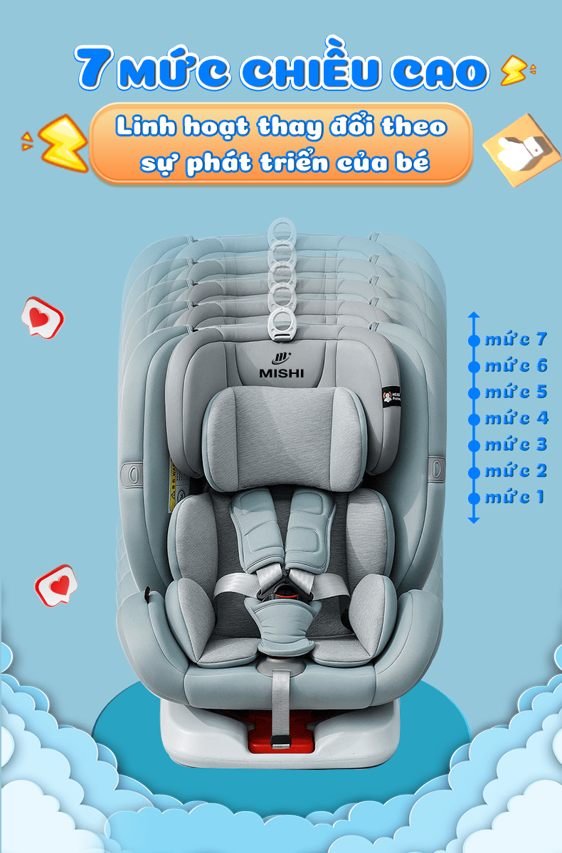 Ghê Ngồi Ô Tô Cho Bé MiShi Move 360 - Brown 23 18