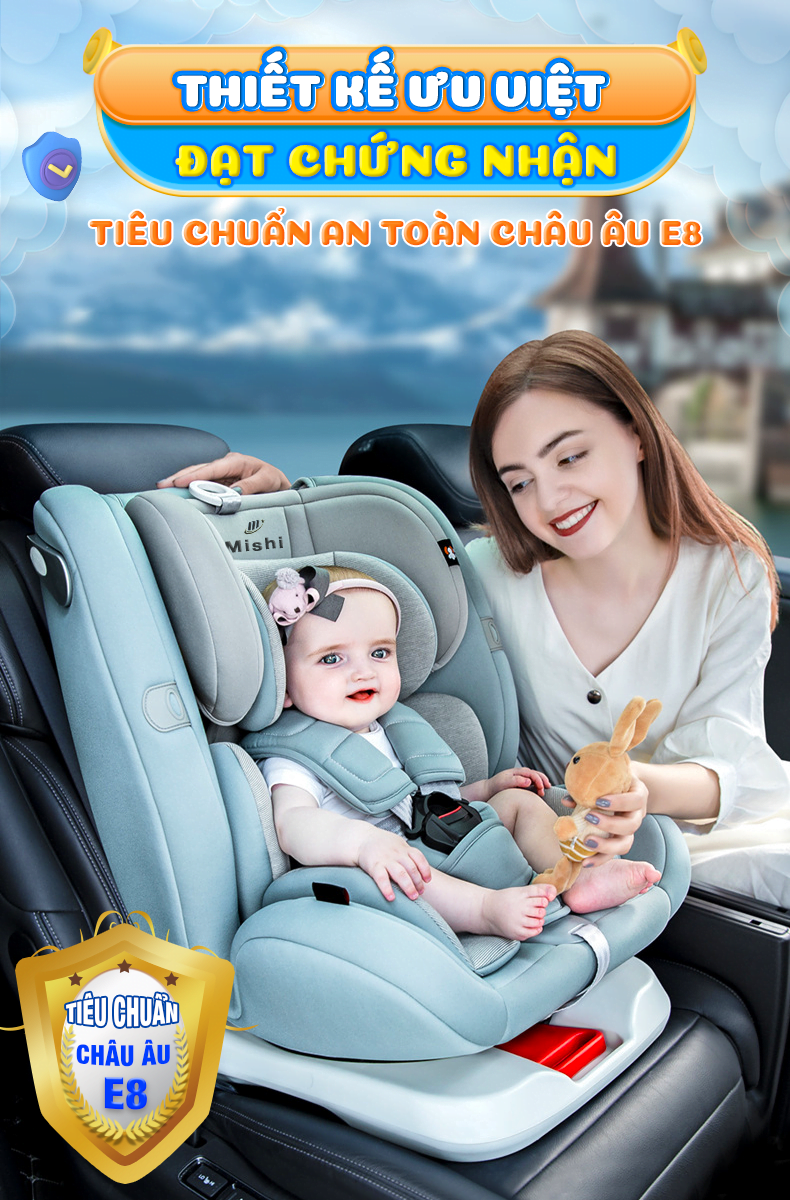 Ghê Ngồi Ô Tô Cho Bé MiShi Move 360 - Brown 11 2
