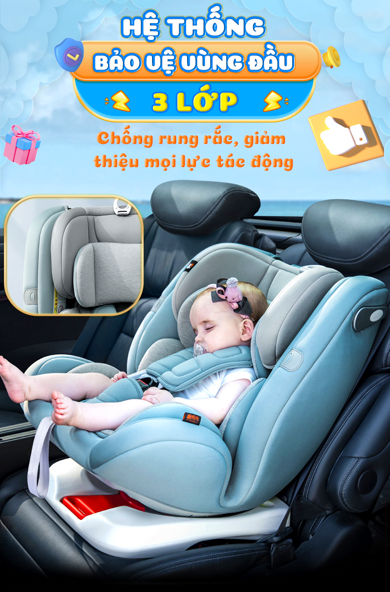 Ghê Ngồi Ô Tô Cho Bé MiShi Move 360 - Brown 12 3