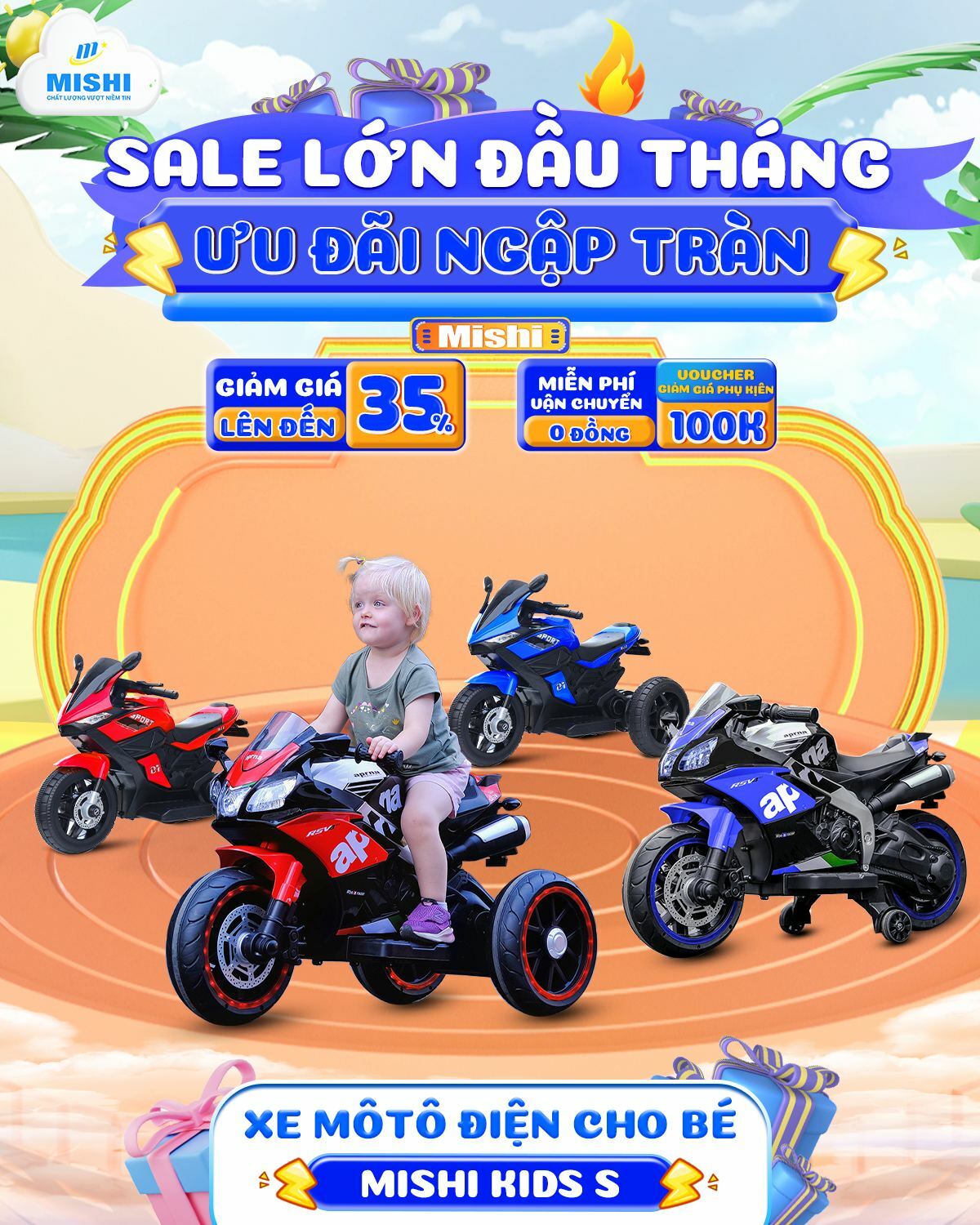 banner xe mo to dien cho be