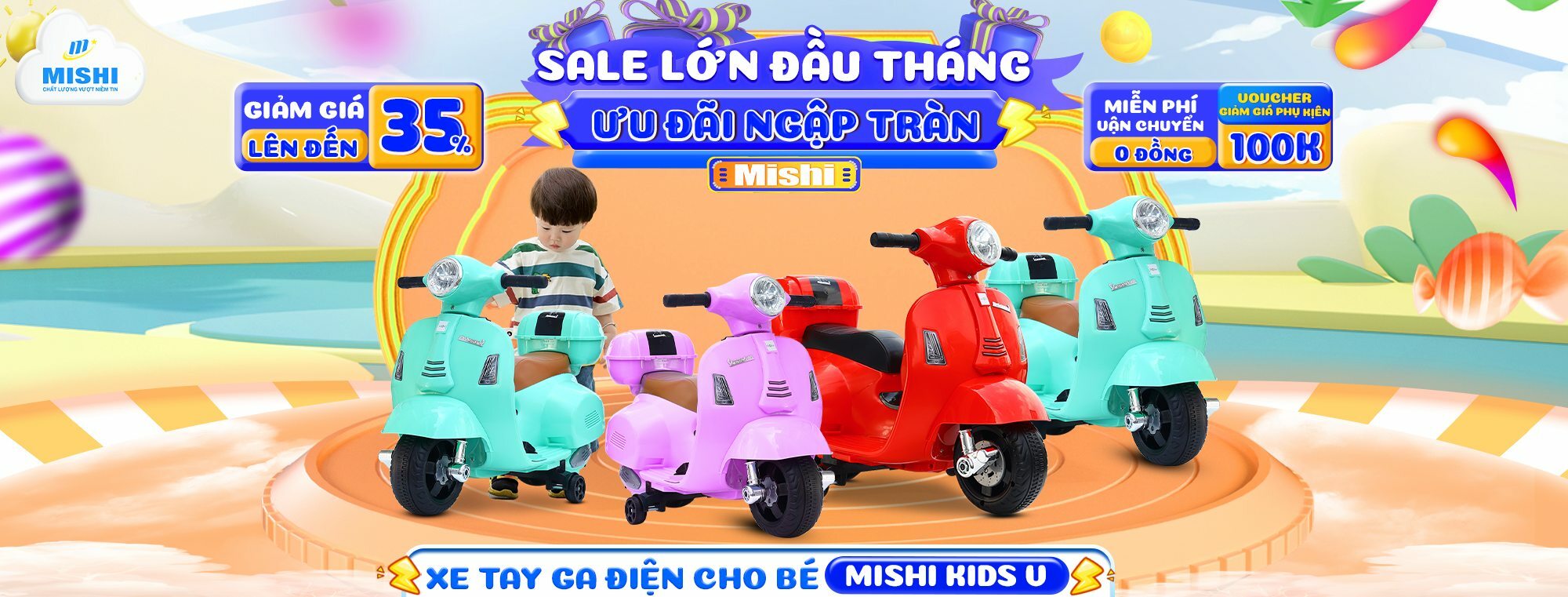 banner xe vespa dien tre em