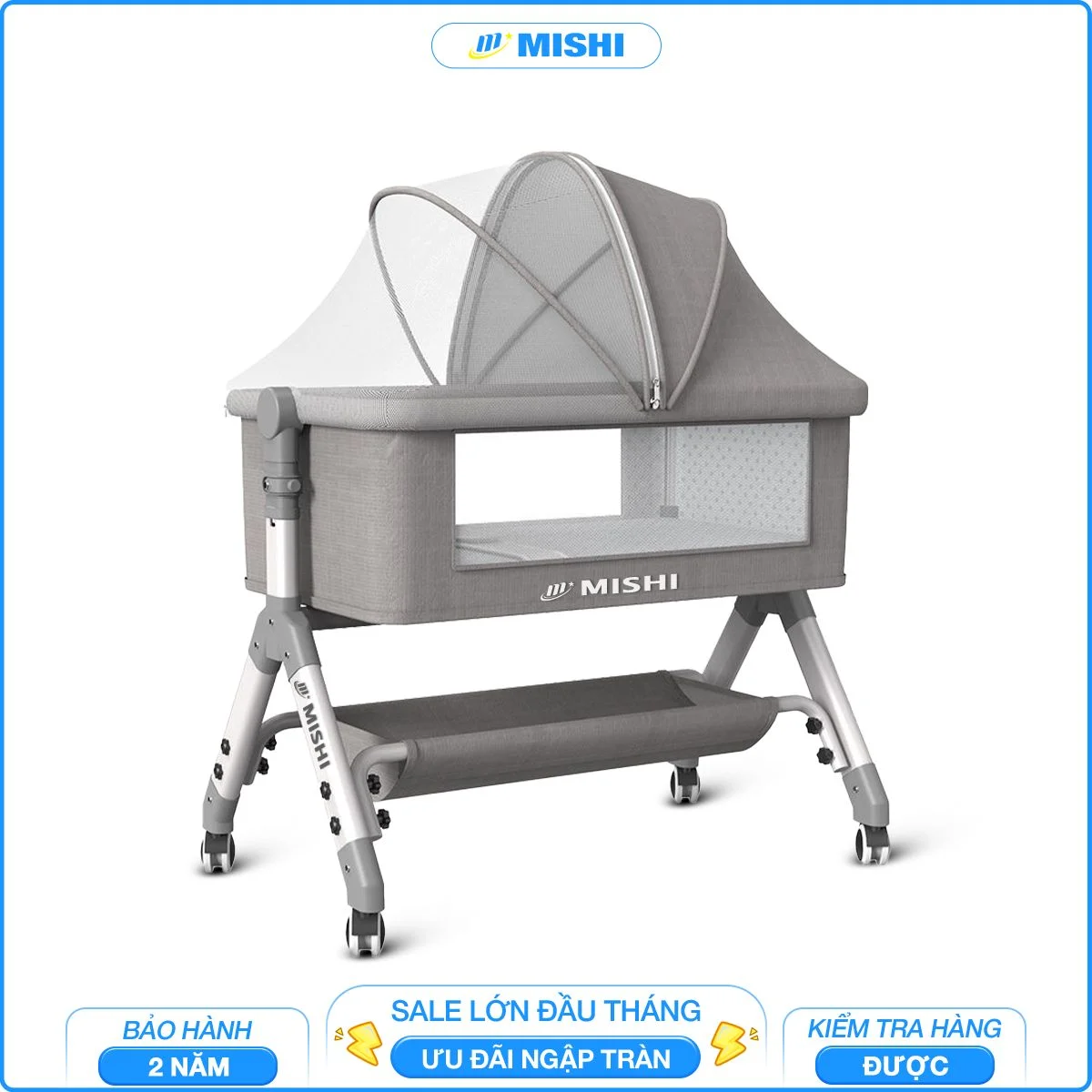 Nôi Cũi Đa Năng Cho Bé Mishi S1.4 - Blue - Hình ảnh 5
