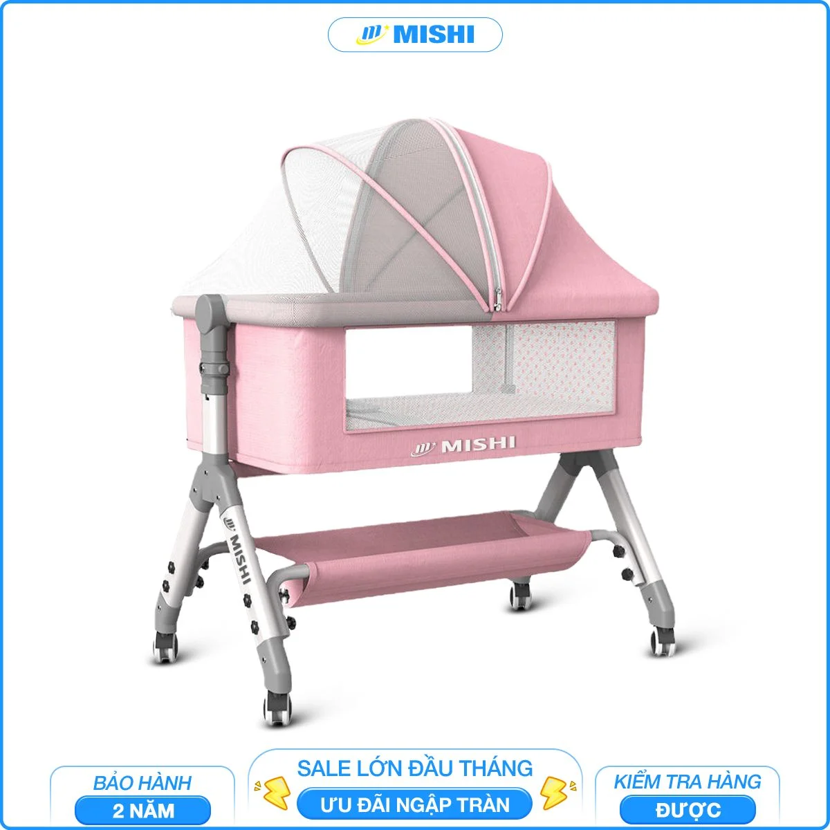 Nôi Cũi Đa Năng Cho Bé Mishi S1.4 - Blue - Hình ảnh 2