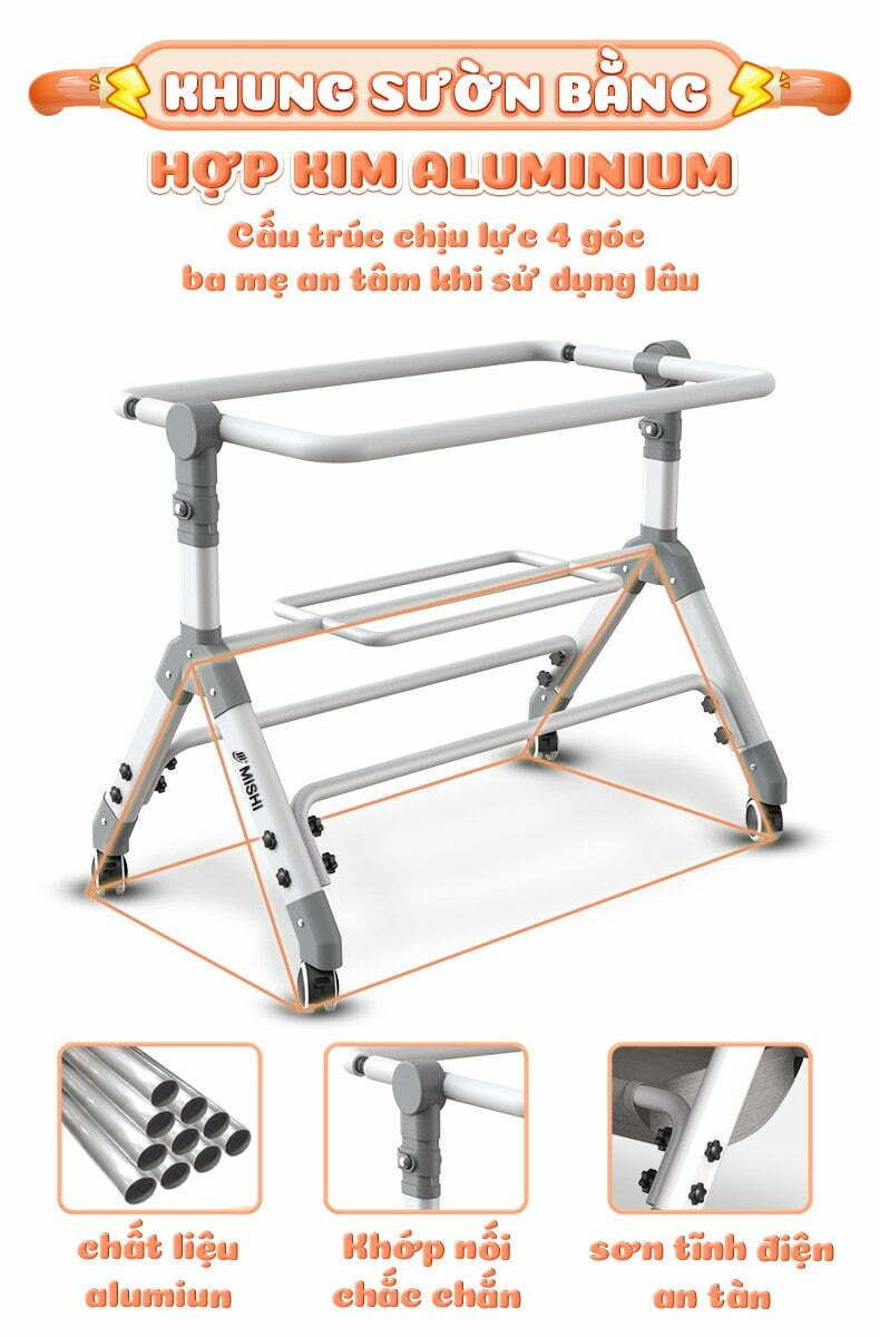 Nôi Cũi Đa Năng Cho Bé Mishi S1.4 - Brown 17 noi cui cho be mishi high s1 4 12