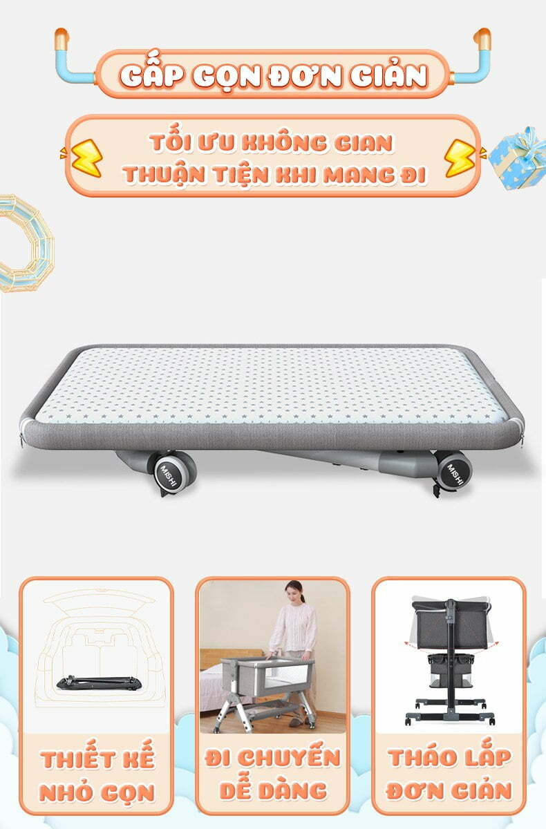 Nôi Cũi Đa Năng Cho Bé Mishi S1.4 - Brown 19 noi cui cho be mishi high s1 4 7