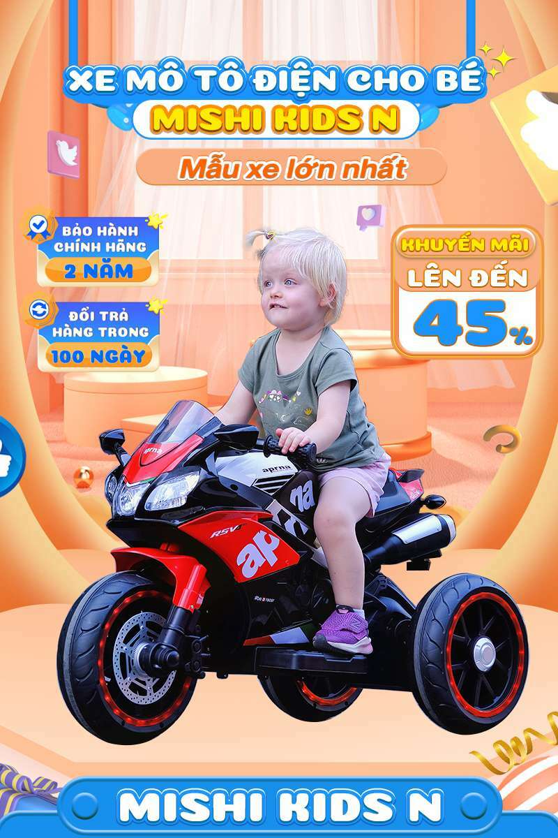 Xe Máy Điện Trẻ Em MiShi Kids N Red 12 xe may dien tre em kidsn 16