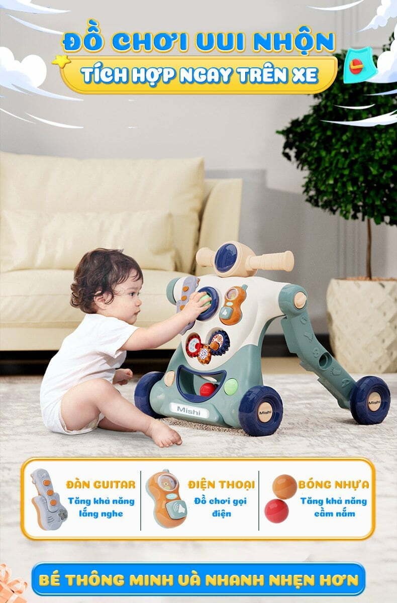 Xe Tập Đi Cho Bé MiShi Walk Y - Blue 11 xe tap di cho be mishi walk y 11