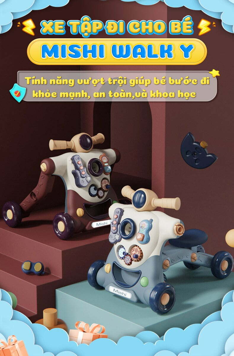 Xe Tập Đi Cho Bé MiShi Walk Y - Blue 4 xe tap di cho be mishi walk y 2