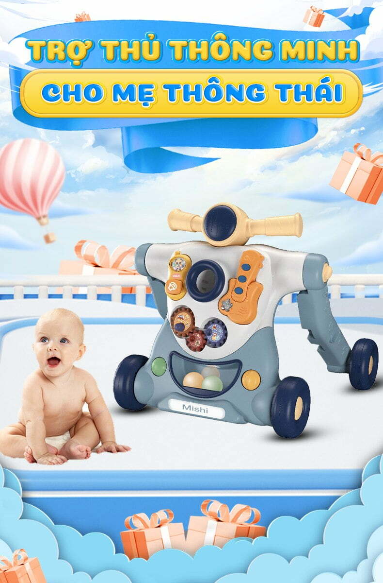 Xe Tập Đi Cho Bé MiShi Walk Y - Blue 5 xe tap di cho be mishi walk y 3